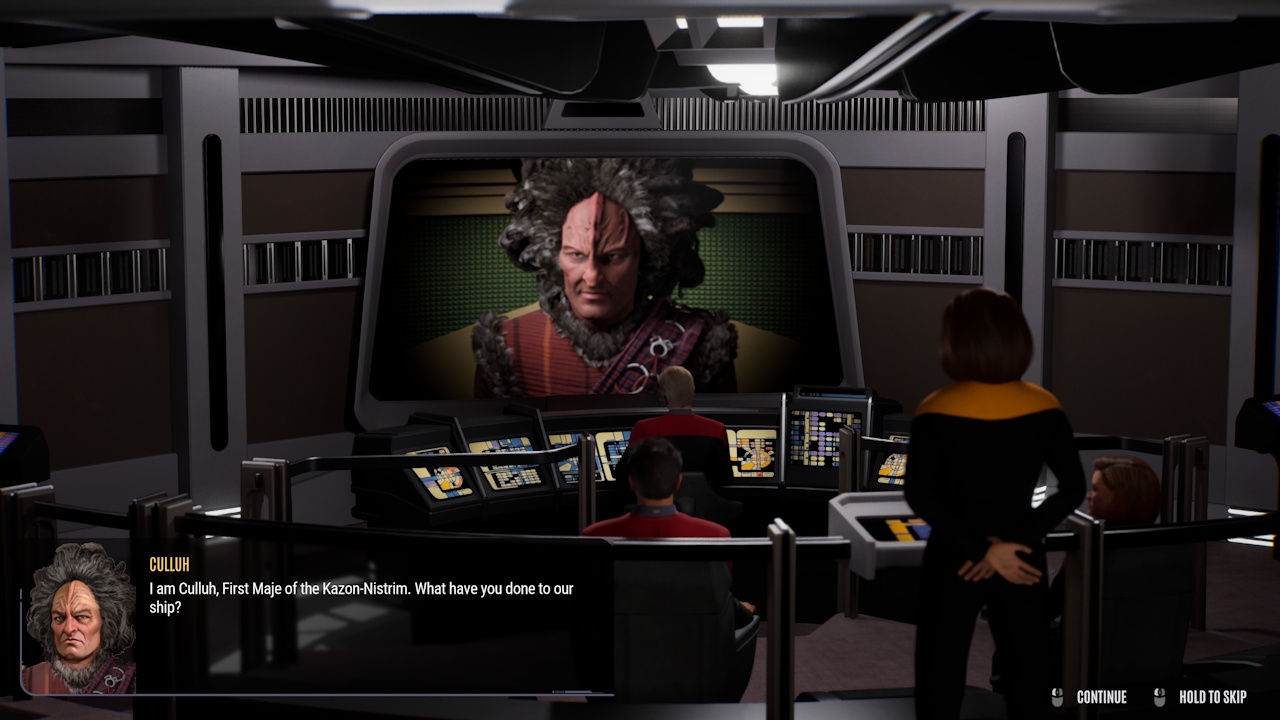 Screenshot of Across The Unknown showing Culluh and the viewscreen