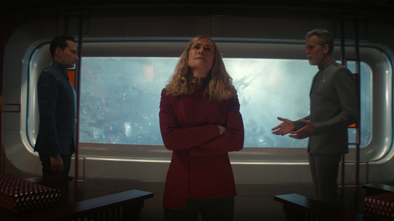 Still frame from Come, Let's Away showing Kelrec, Ake, and Vance