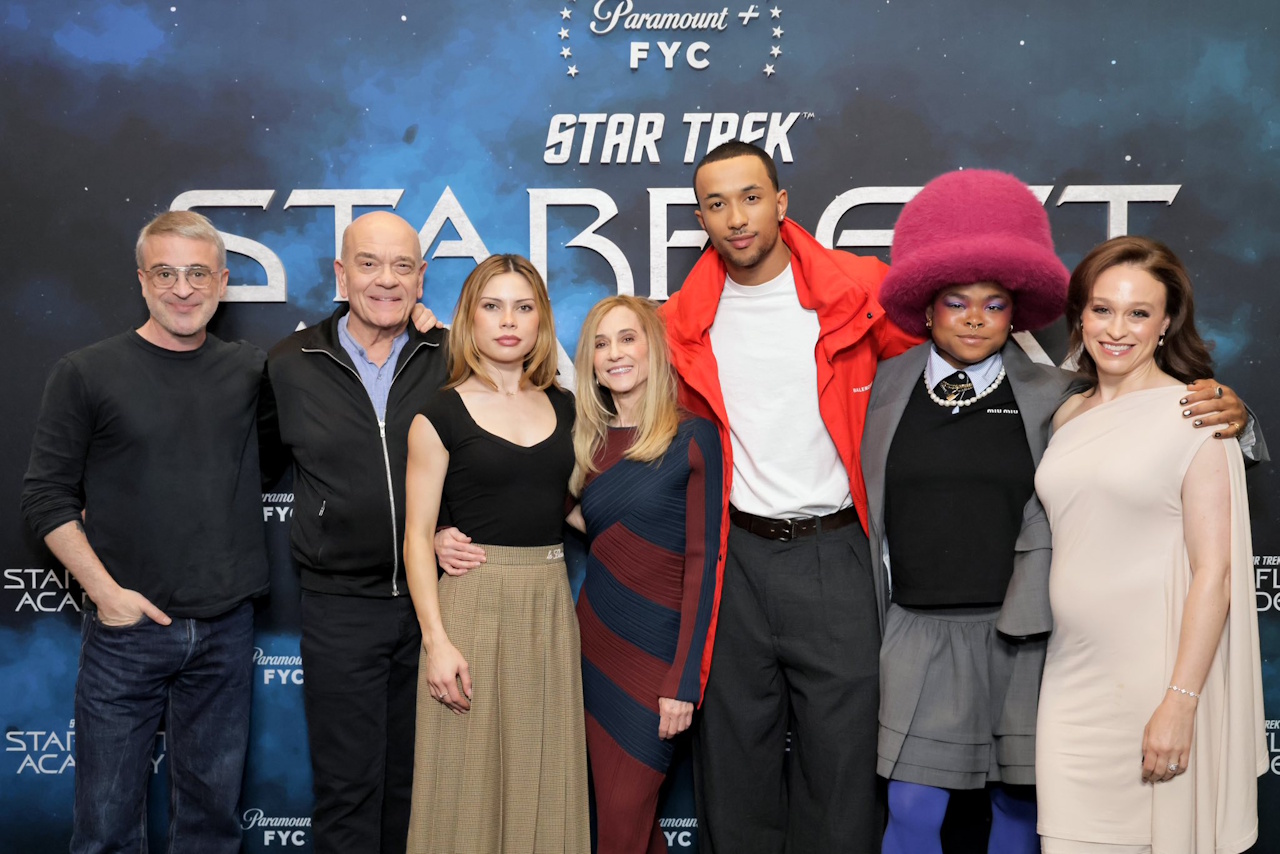 Photo from the Star Trek SFA finale screening showing the main cast and showrunners