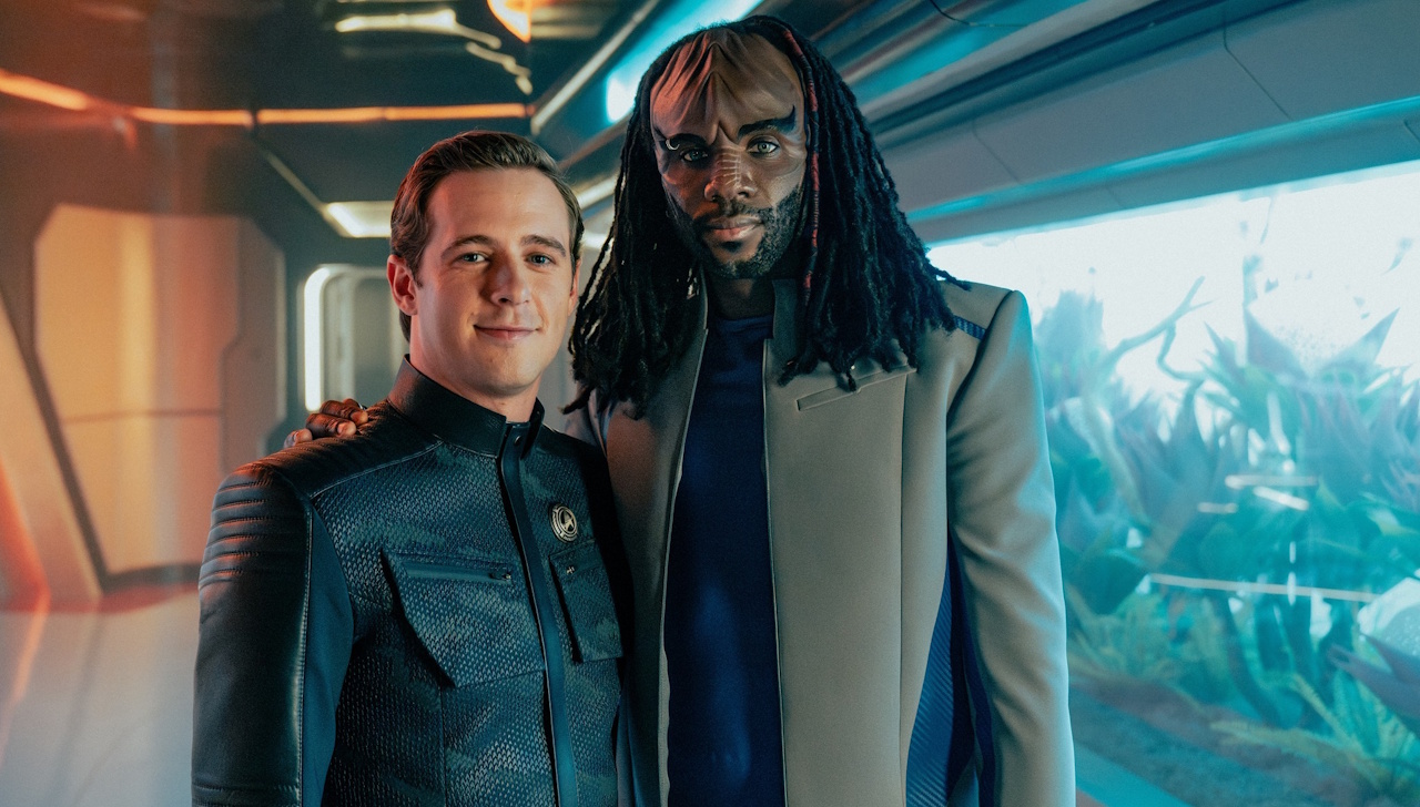 Behind-the-scenes photo from Star Trek SFA S1 showing Jay-Den and Kyle