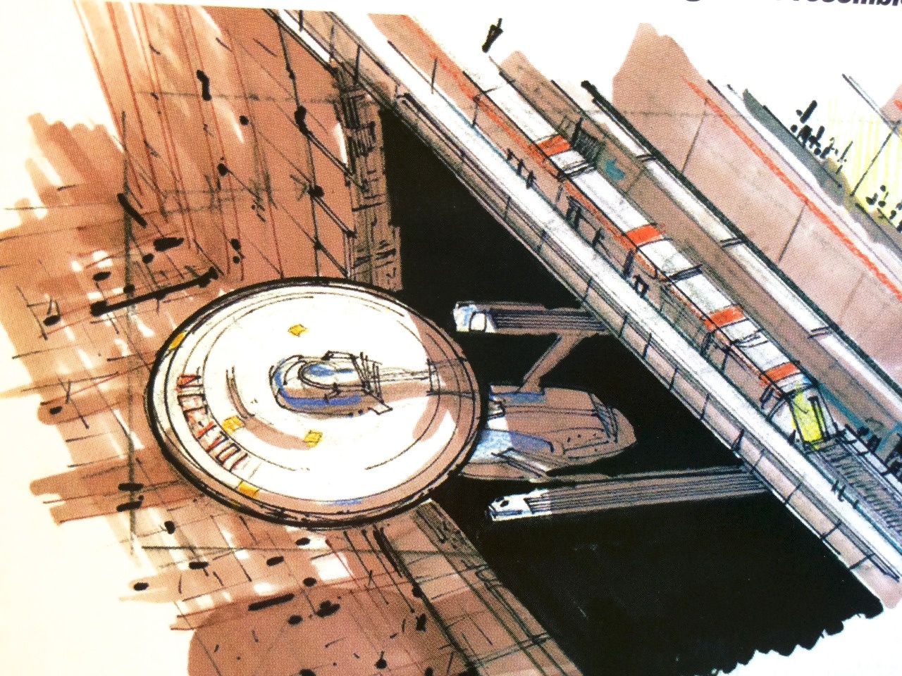 Concept art of the USS Enterprise in Spacedock for The Search for Spock