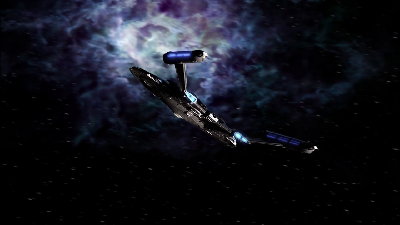 Still frame from Star Trek Enterprise S4 showing the NX01 Enterprise