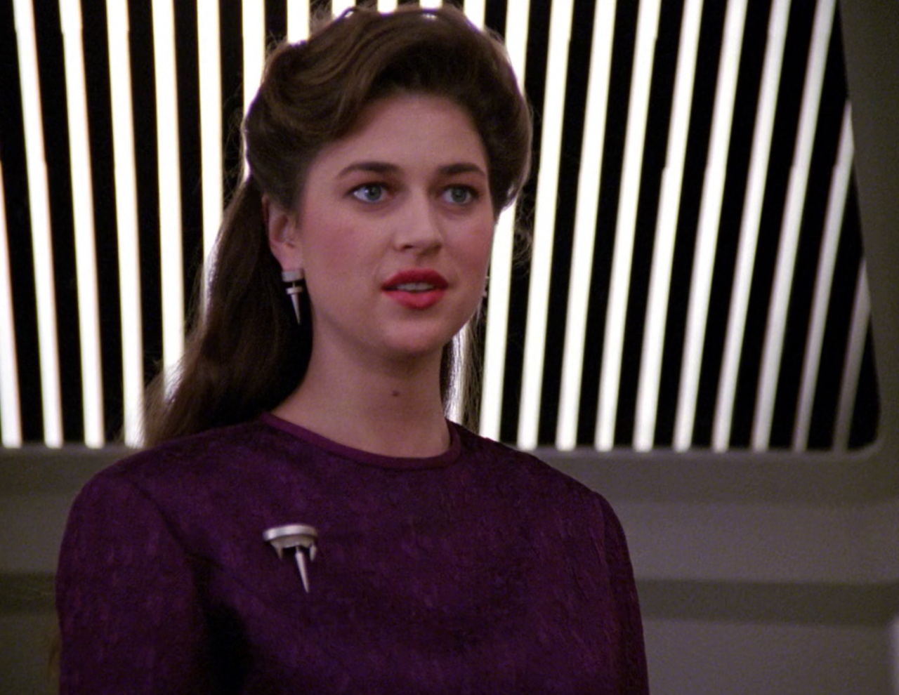Still frame from Star Trek TNG showing Leah Brahms