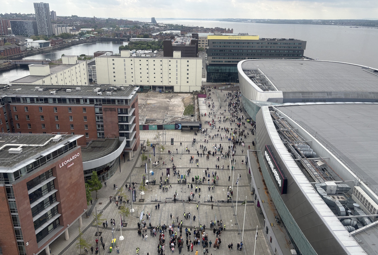 The entrance to Liverpool Comic-Con from the Wheel of Liverpool