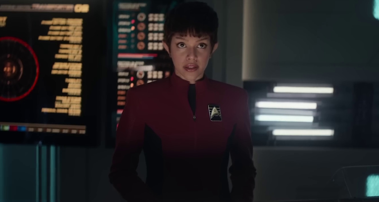 Still frame from the Strange New Worlds S4 trailer showing a cadet