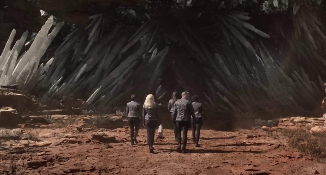 Still frame from the Strange New Worlds S4 trailer showing an away mission