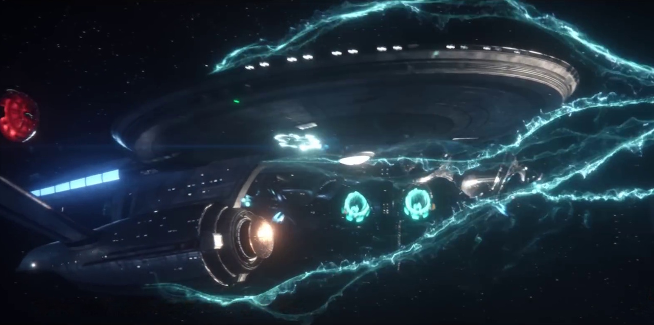 Still frame from the Strange New Worlds S4 trailer showing the Enterprise being attacked.