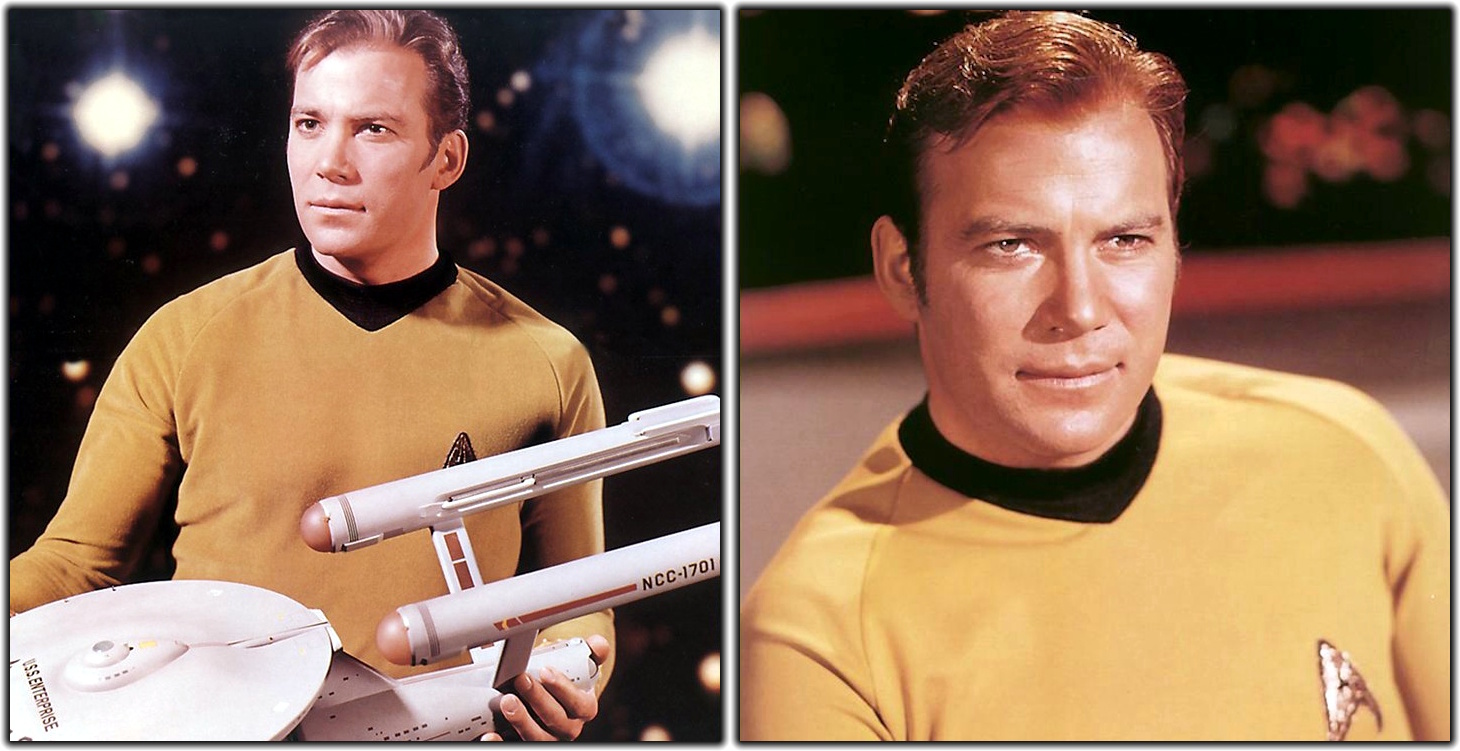 A pair of publicity stills showing William Shatner as Captain Kirk c. 1960s