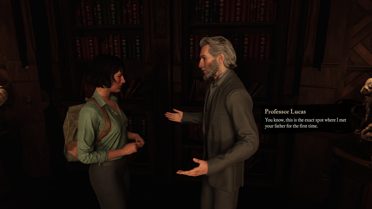 Screenshot from the demo version of 1666: Amsterdam showing Clio and the professor