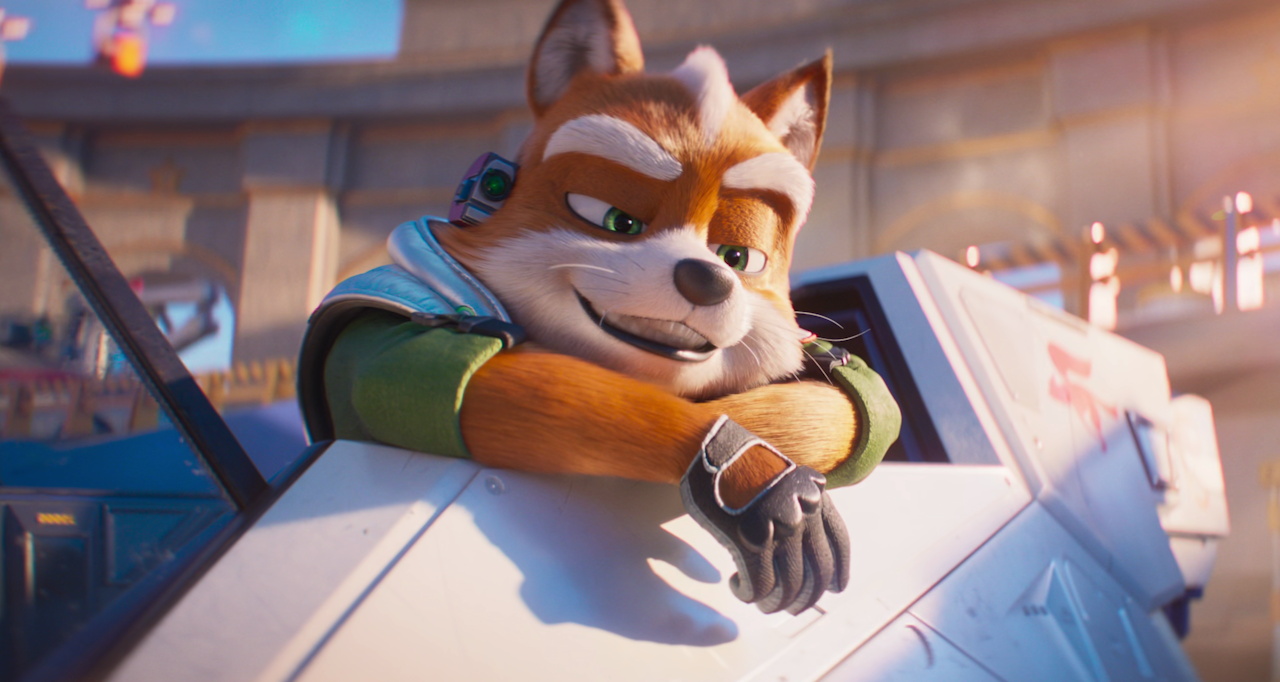 Still frame from The Super Mario Galaxy Movie (2026) showing Fox McCloud