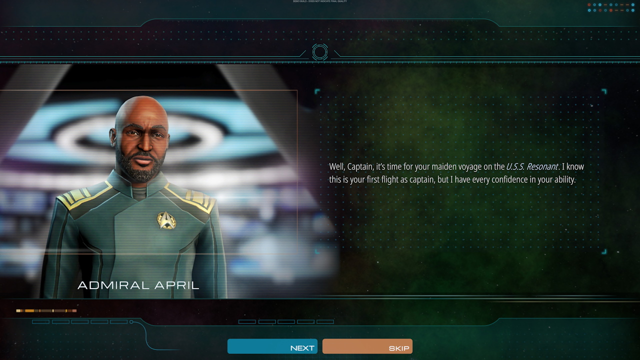 Still frame from the Star Trek Outposts Unknown demo showing April