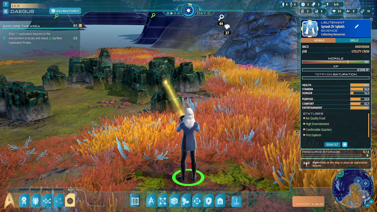 Still frame from the Star Trek Outposts Unknown demo showing resource gathering