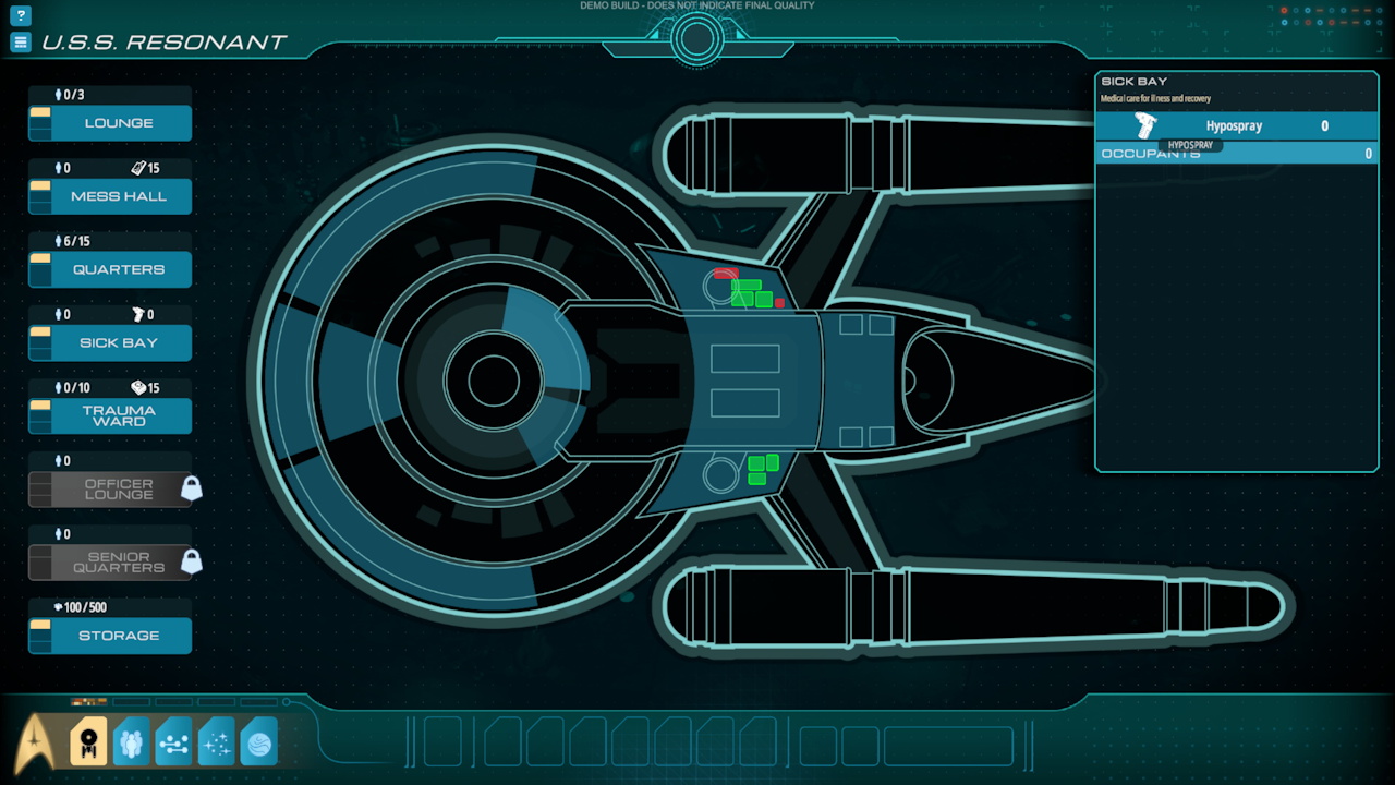 Still frame from the Star Trek Outposts Unknown demo showing the ship menu