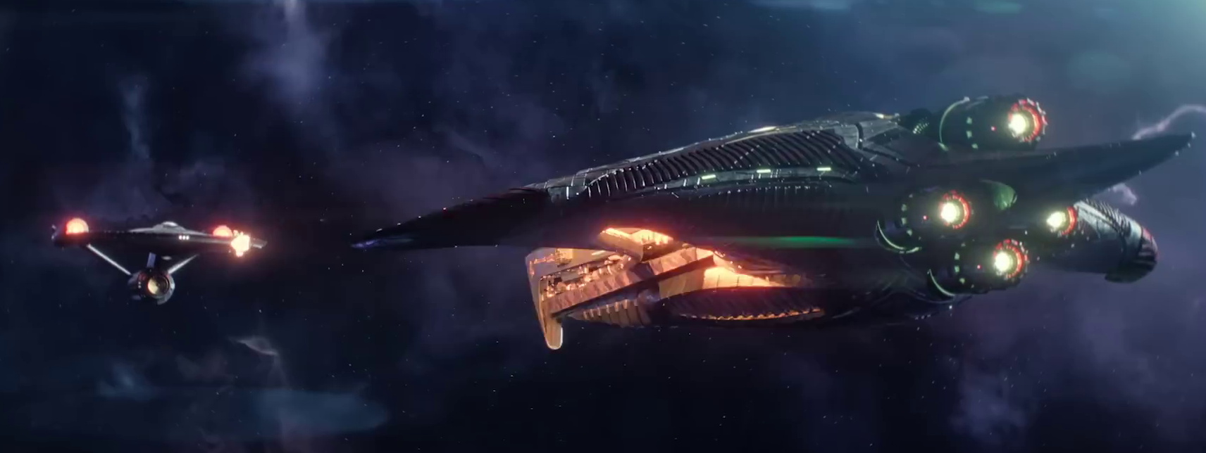 Still frame from the Star Trek SNW S4 trailer showing a battle