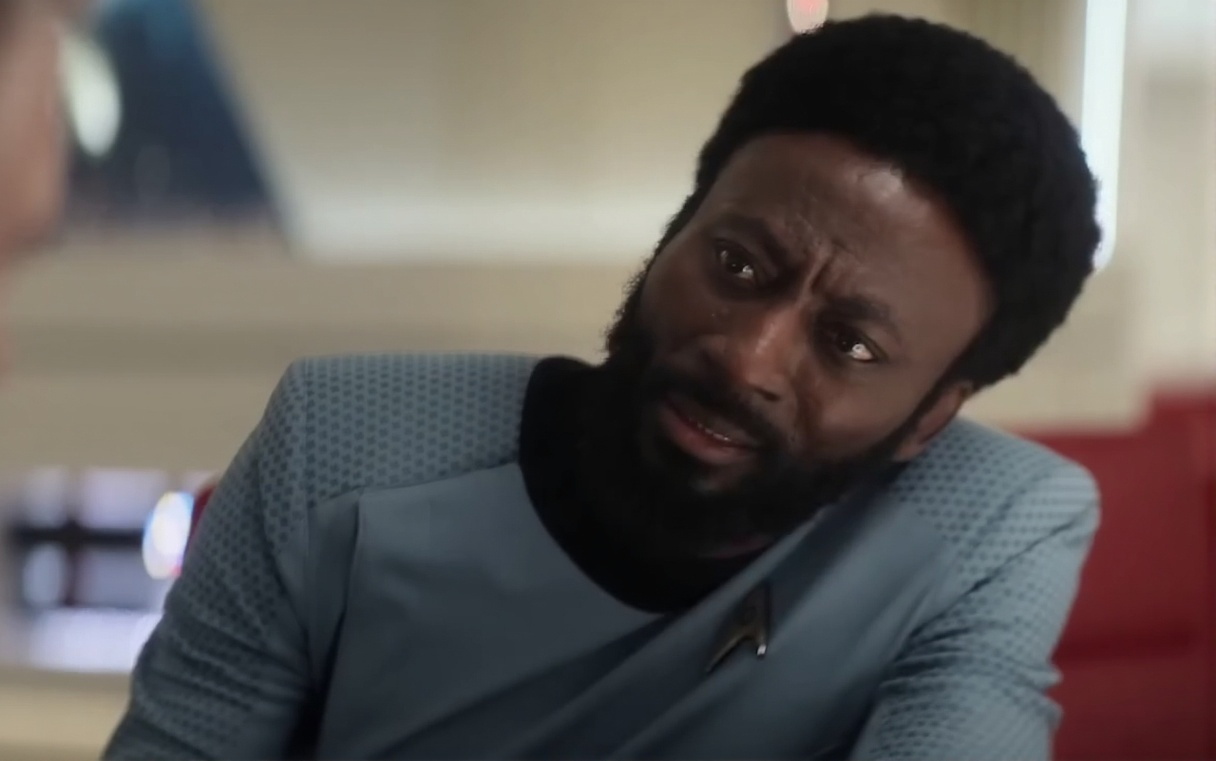 Still frame from the Star Trek SNW S4 trailer showing M'Benga