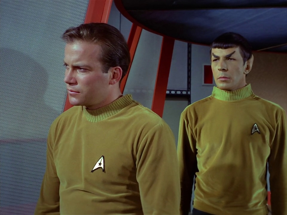 Still frame from Star Trek TOS showing Kirk and Spock