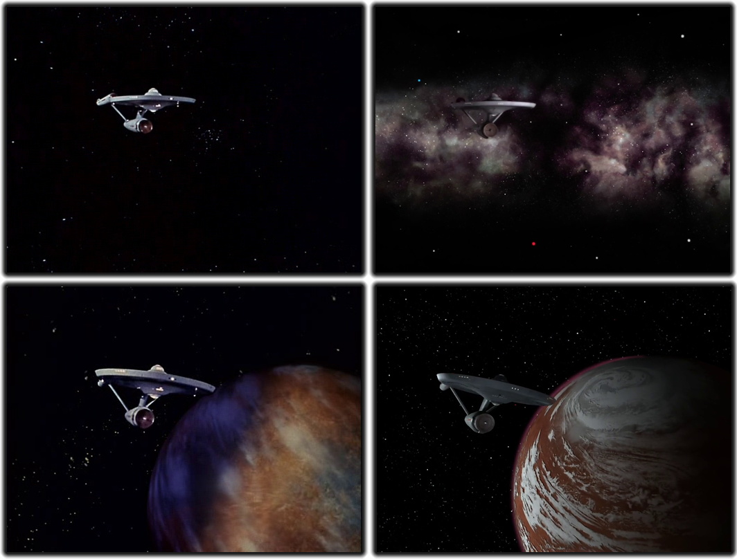 Side-by-side comparison of Star Trek TOS original and remastered shots