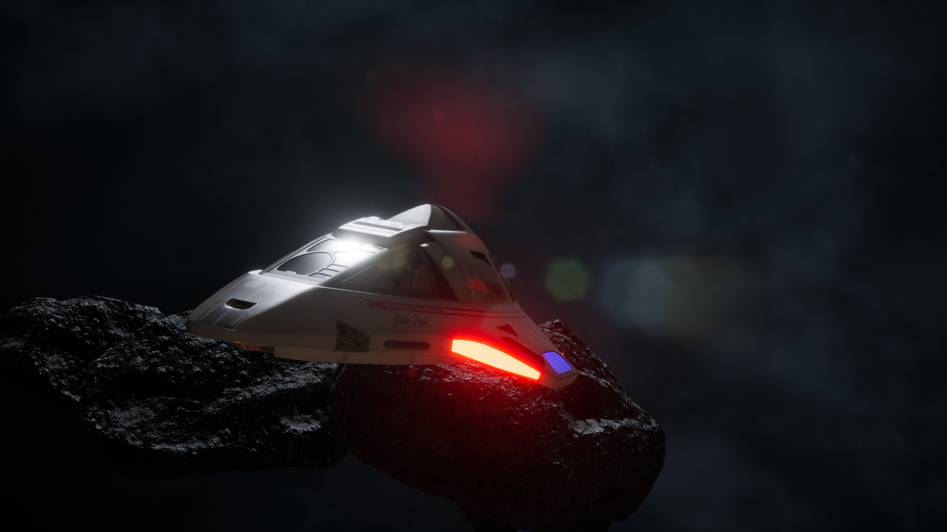 Screenshot from Across The Unknown showing the Delta Flyer