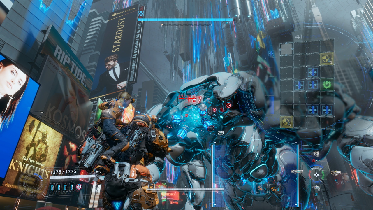 Screenshot of Pragmata showing a boss battle