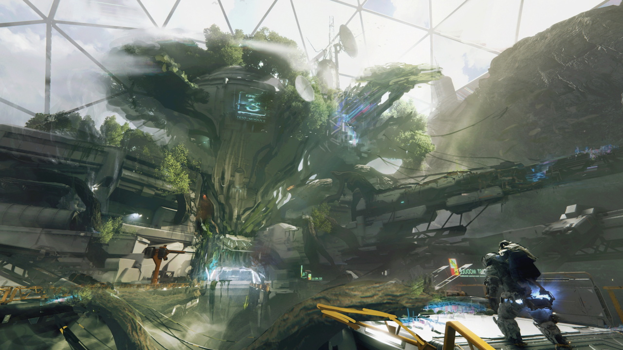 Concept art of Pragmata showing the Terra Dome