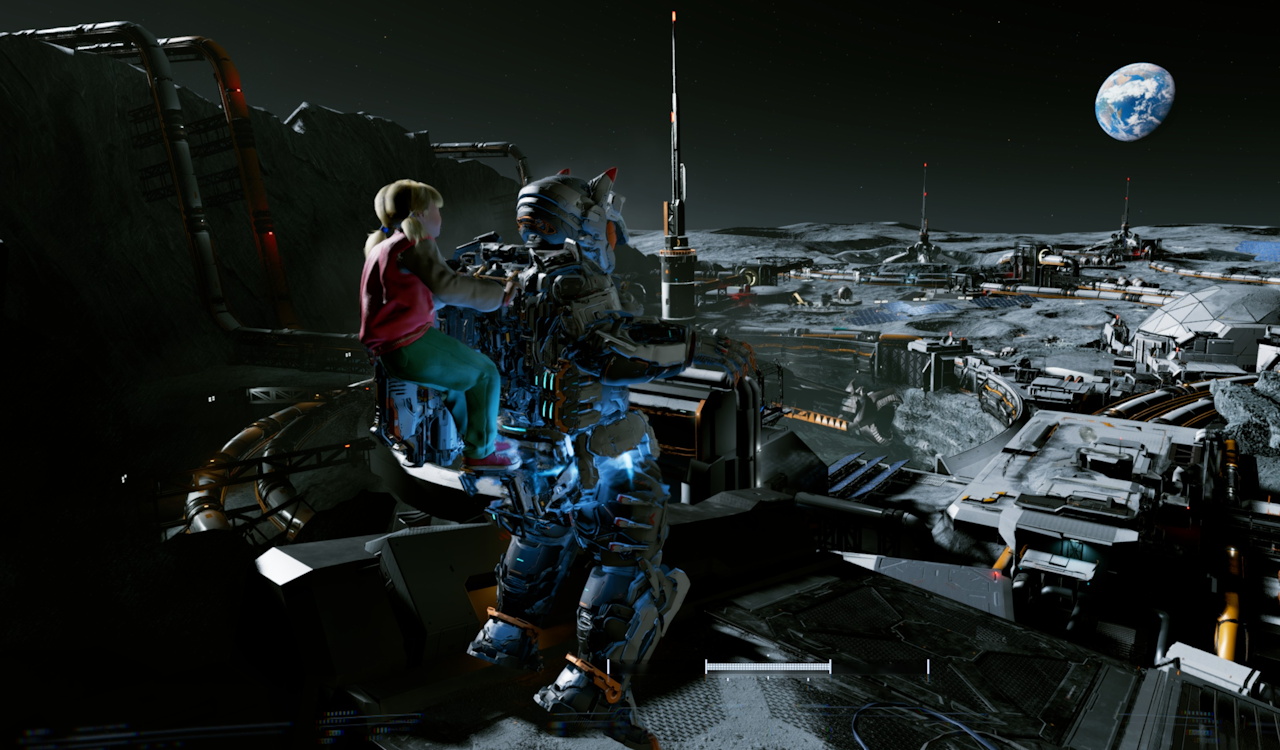 Screenshot of Pragmata showing Hugh's thrusters