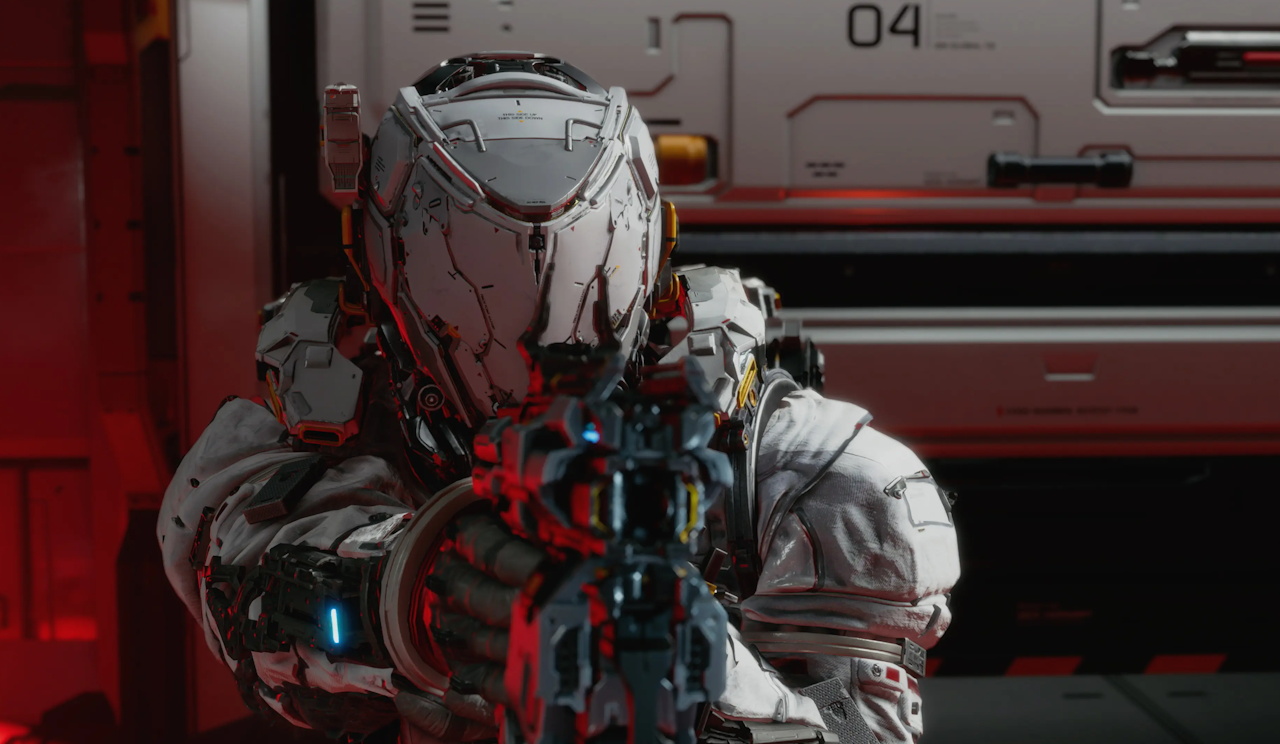 Promo screenshot for Pragmata showing Hugh
