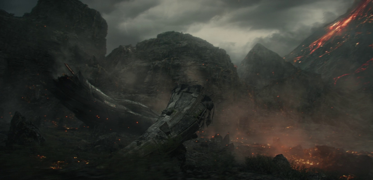 Still frame from Strange New Worlds 4x01 showing a shipwreck