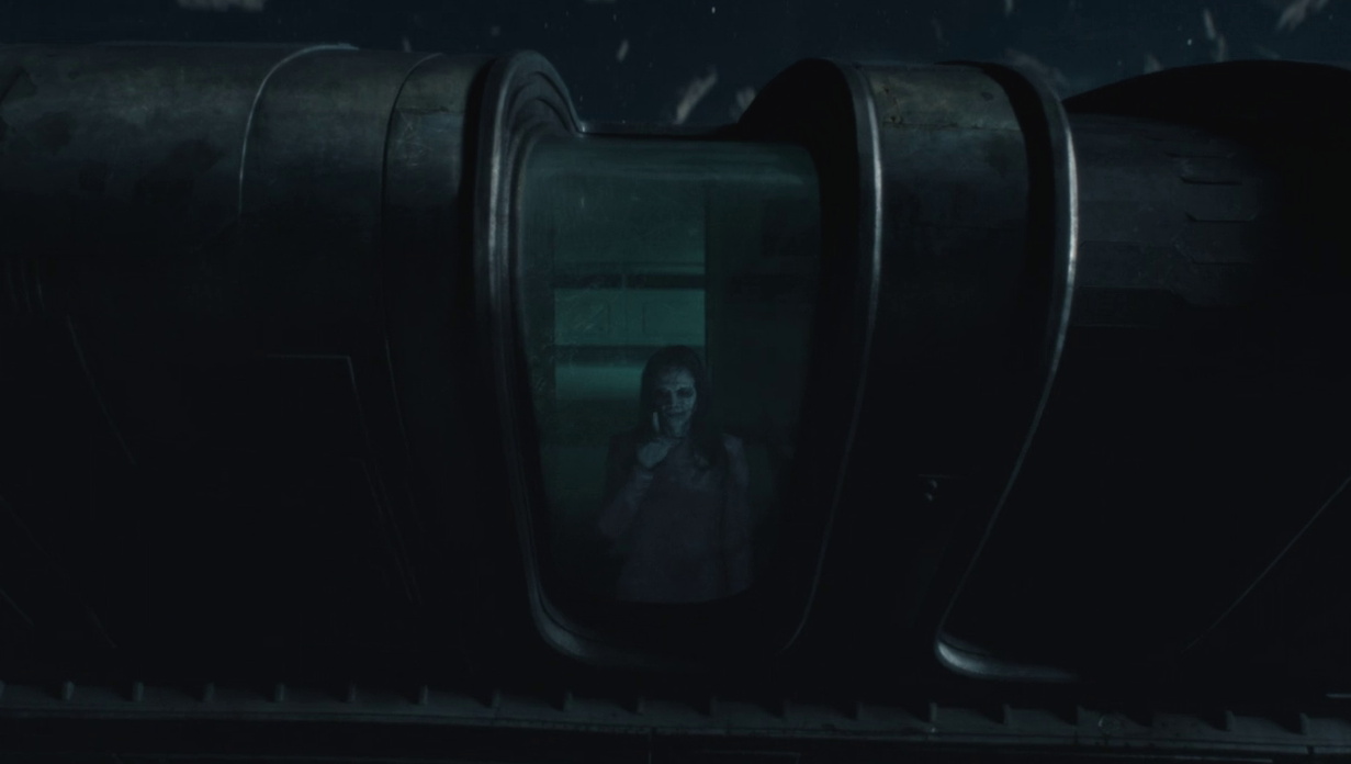 Still frame from Star Trek SNW 4x02 showing Harper in the window