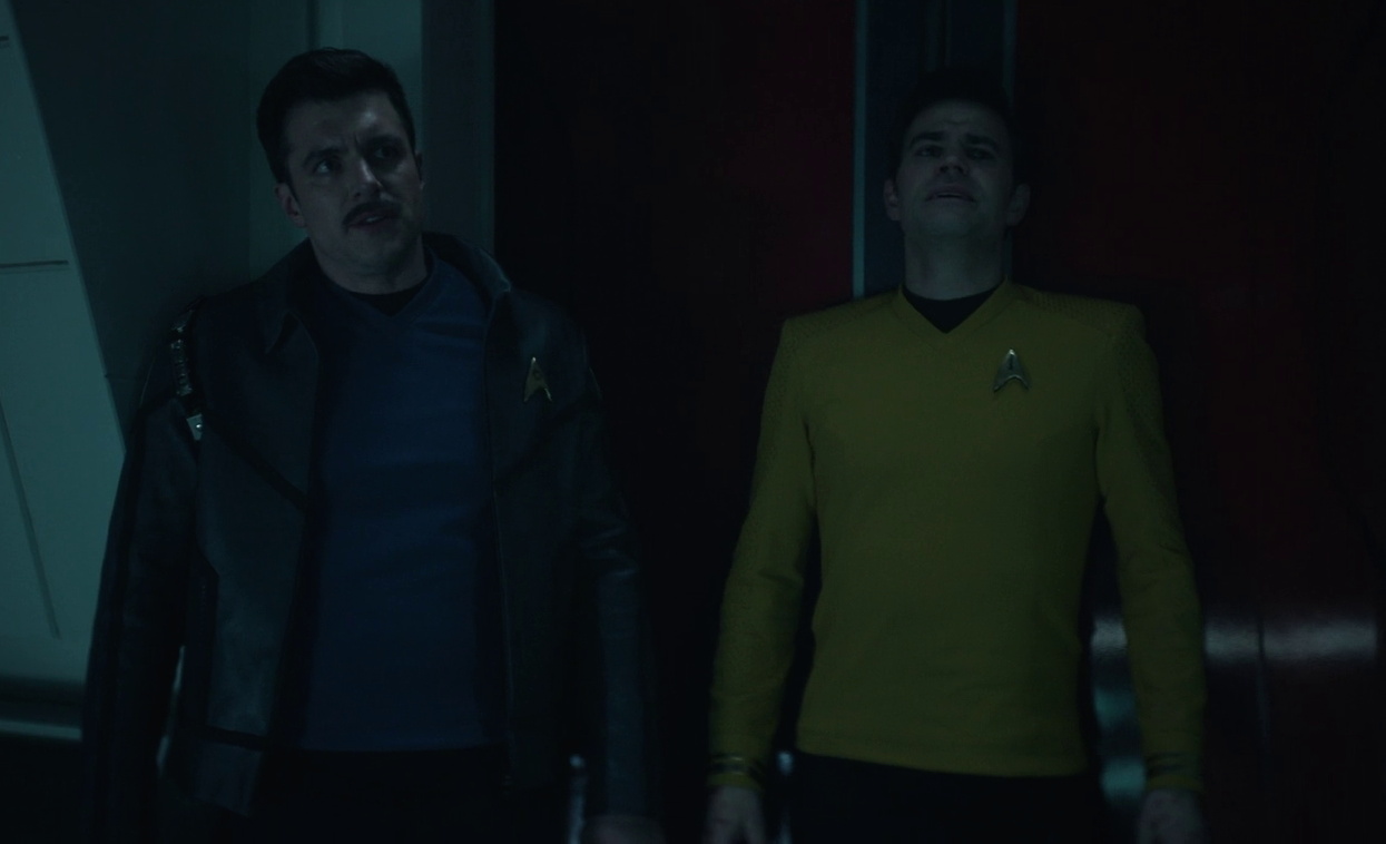 Still frame from Star Trek SNW 4x02 showing Jim and Sam Kirk