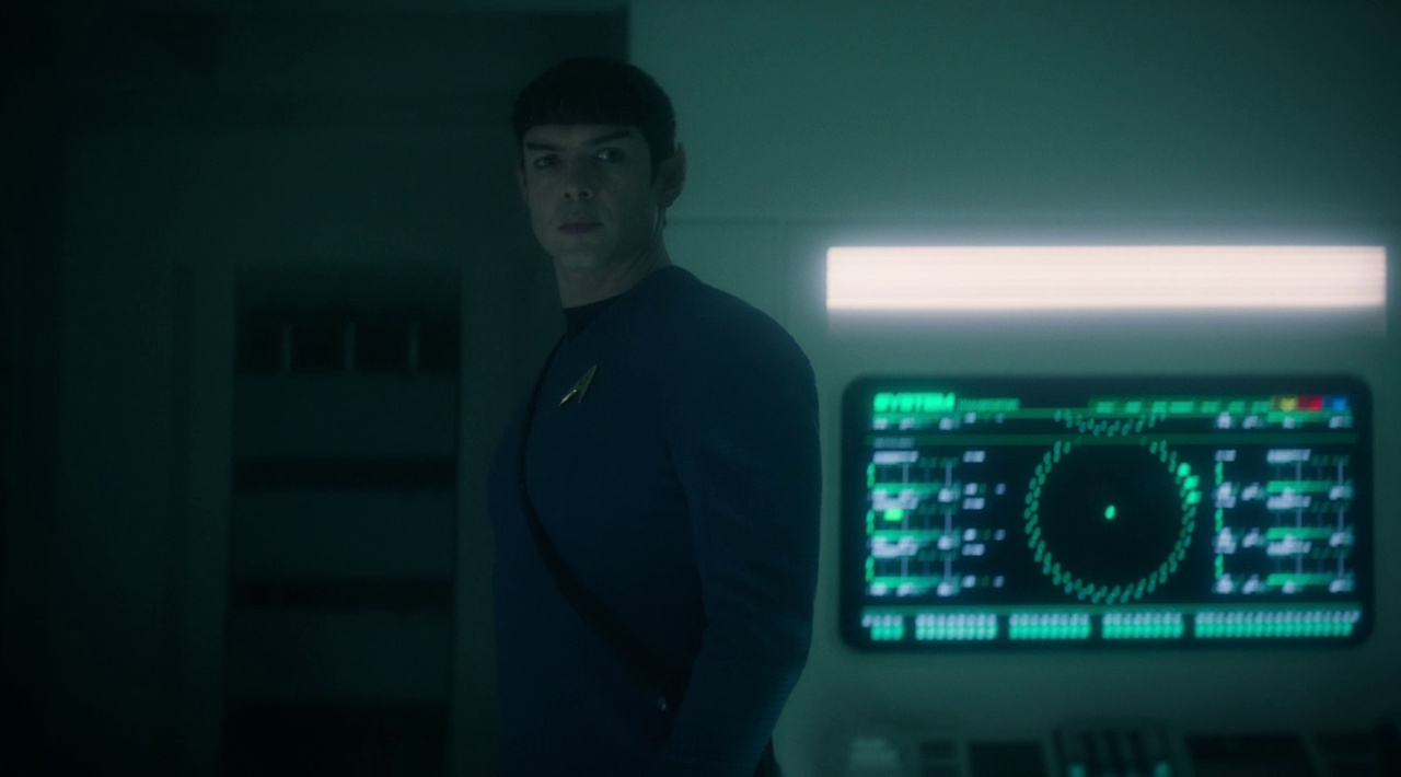 Still frame from Star Trek SNW 4x02 showing Spock in the med bay