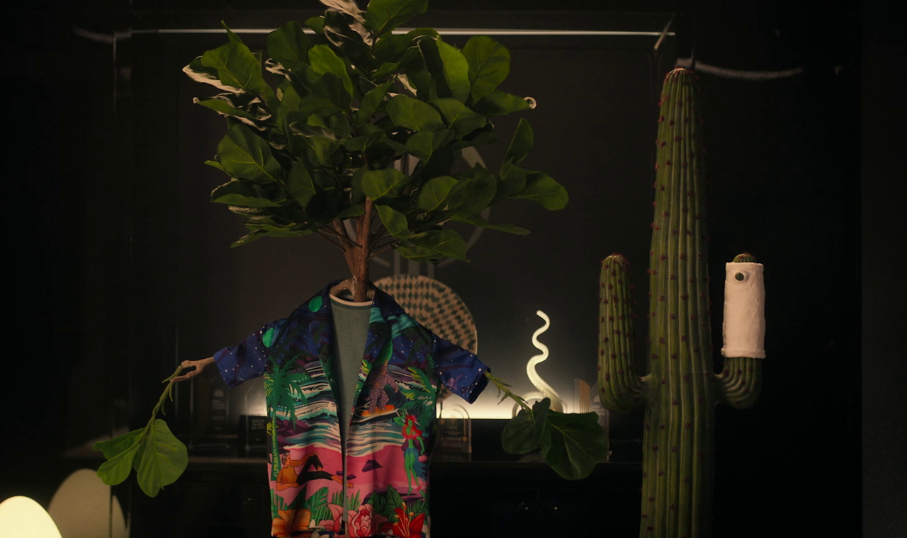 Still frame from Star Trek SNW 4x03 showing Spock's plant hallucination