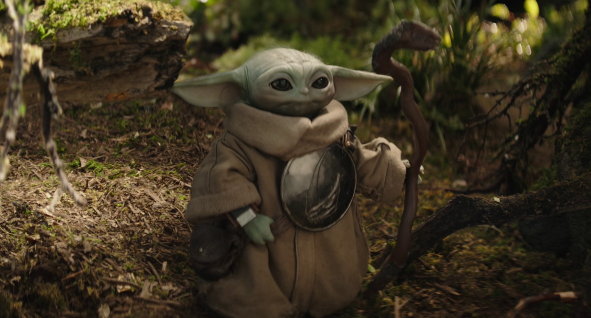 Still frame from The Mandalorian and Grogu (2026) showing Grogu