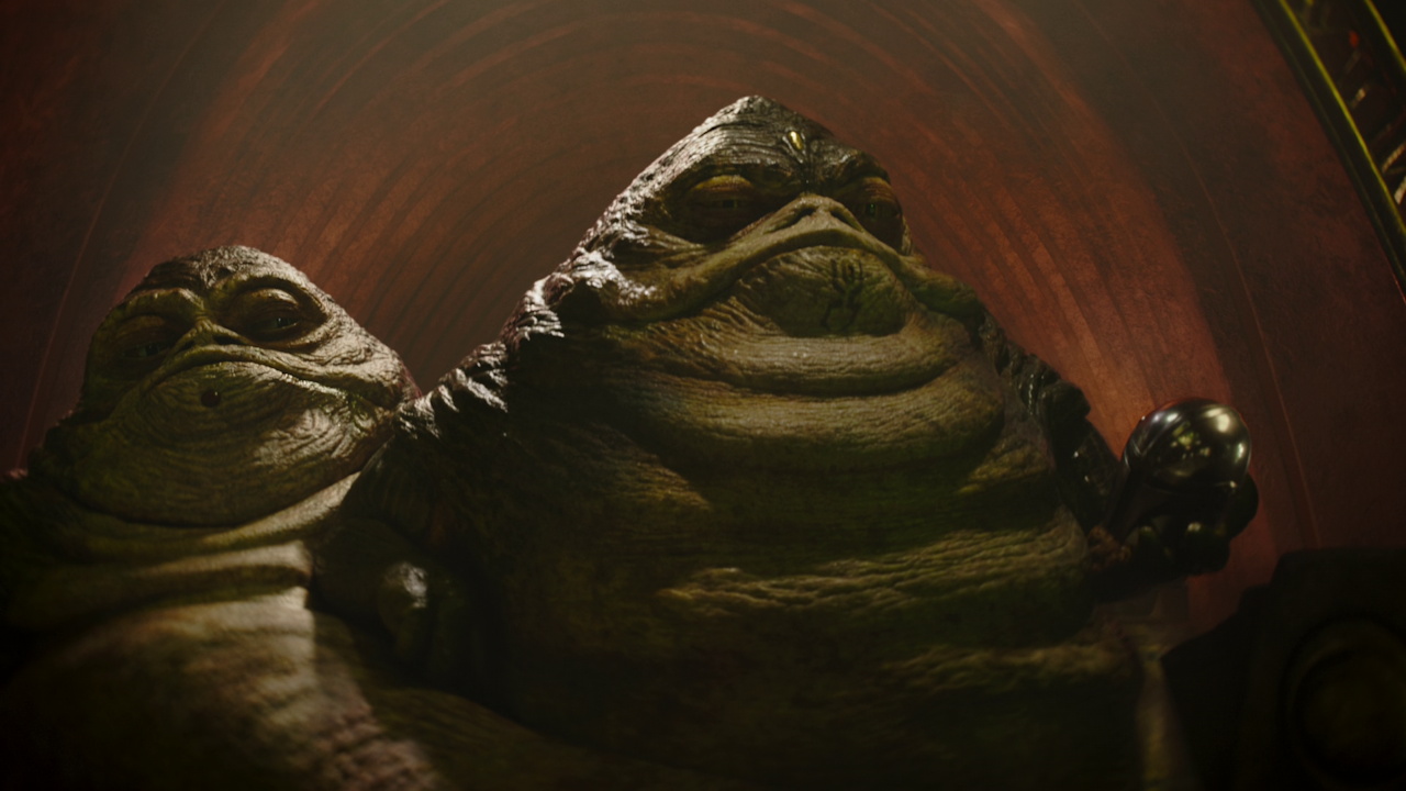 Still frame from The Mandalorian and Grogu (2026) showing the twins