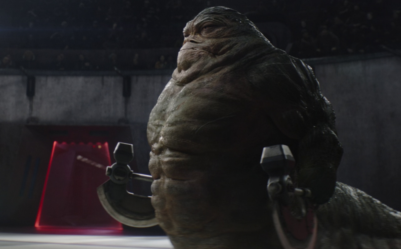 Still frame from The Mandalorian and Grogu (2026) showing Rotta