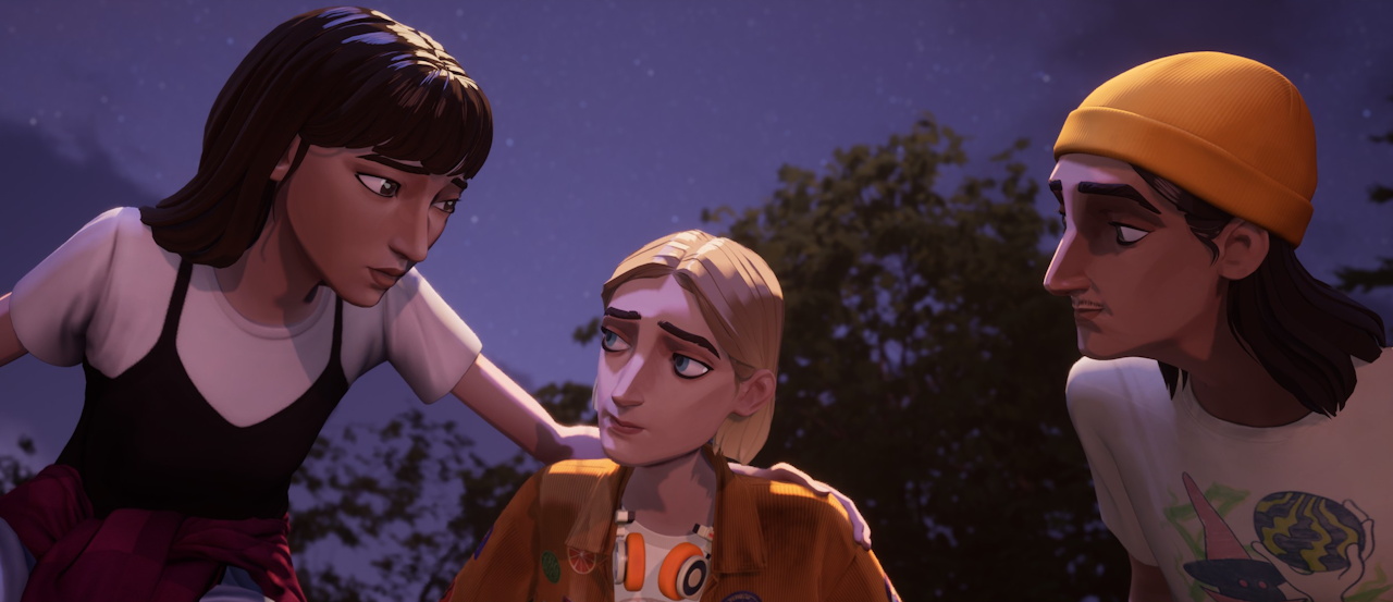 Screenshot of Mixtape (2026) showing Cassandra, Stacey, and Slater