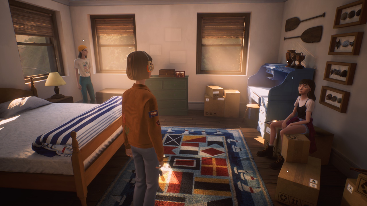 Screenshot of Mixtape (2026) showing the main characters in Debbie's room