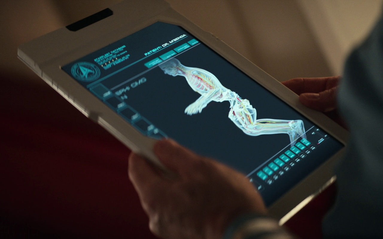 Still frame from Star Trek SNW 4x06 showing Dr Boyce's padd