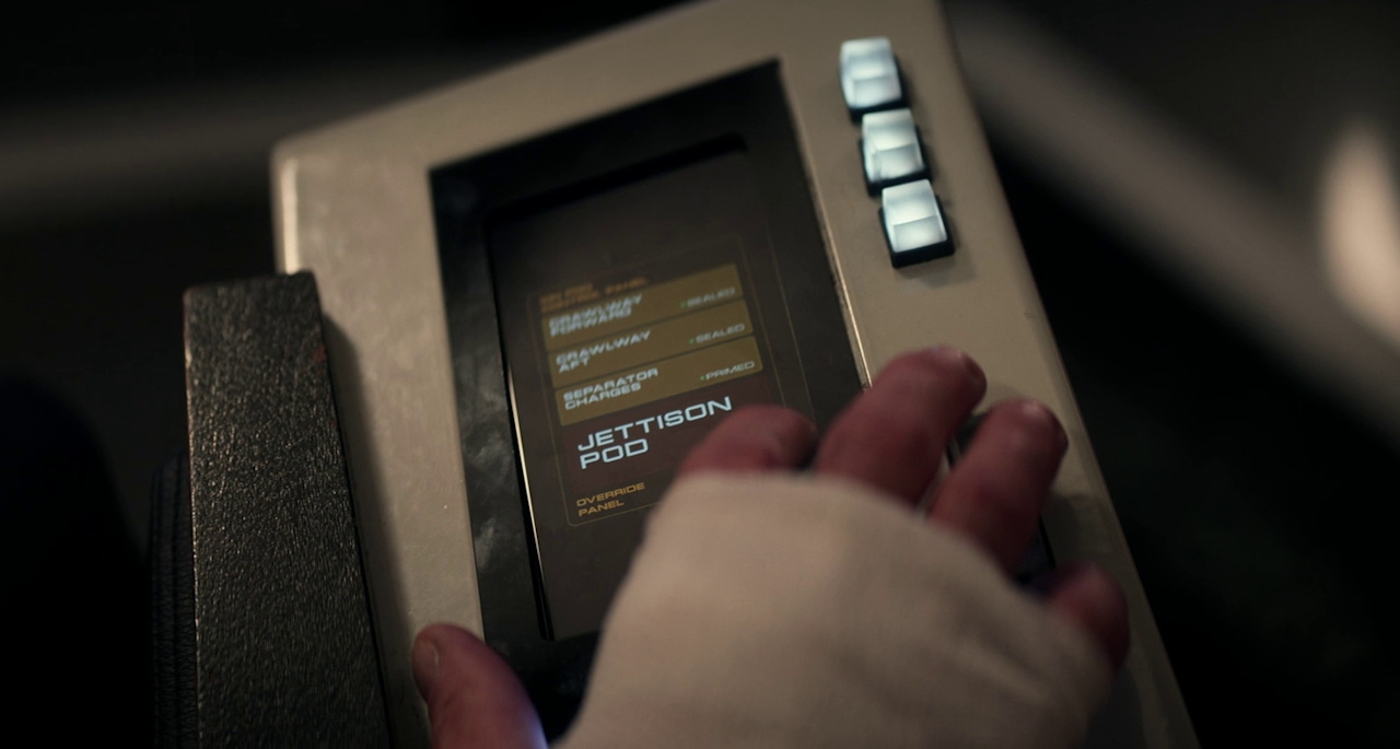 Still frame from Star Trek SNW 4x06 showing "Jettison Pod"