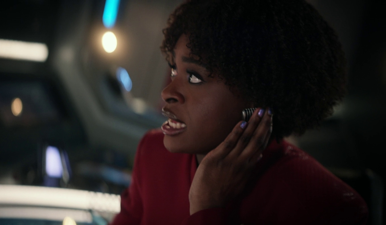 Still frame from Star Trek SNW 4x06 showing Uhura