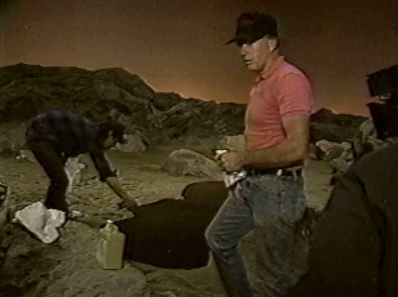 Behind-the-scenes still from Star Trek TNG 1x22 showing production crew on set