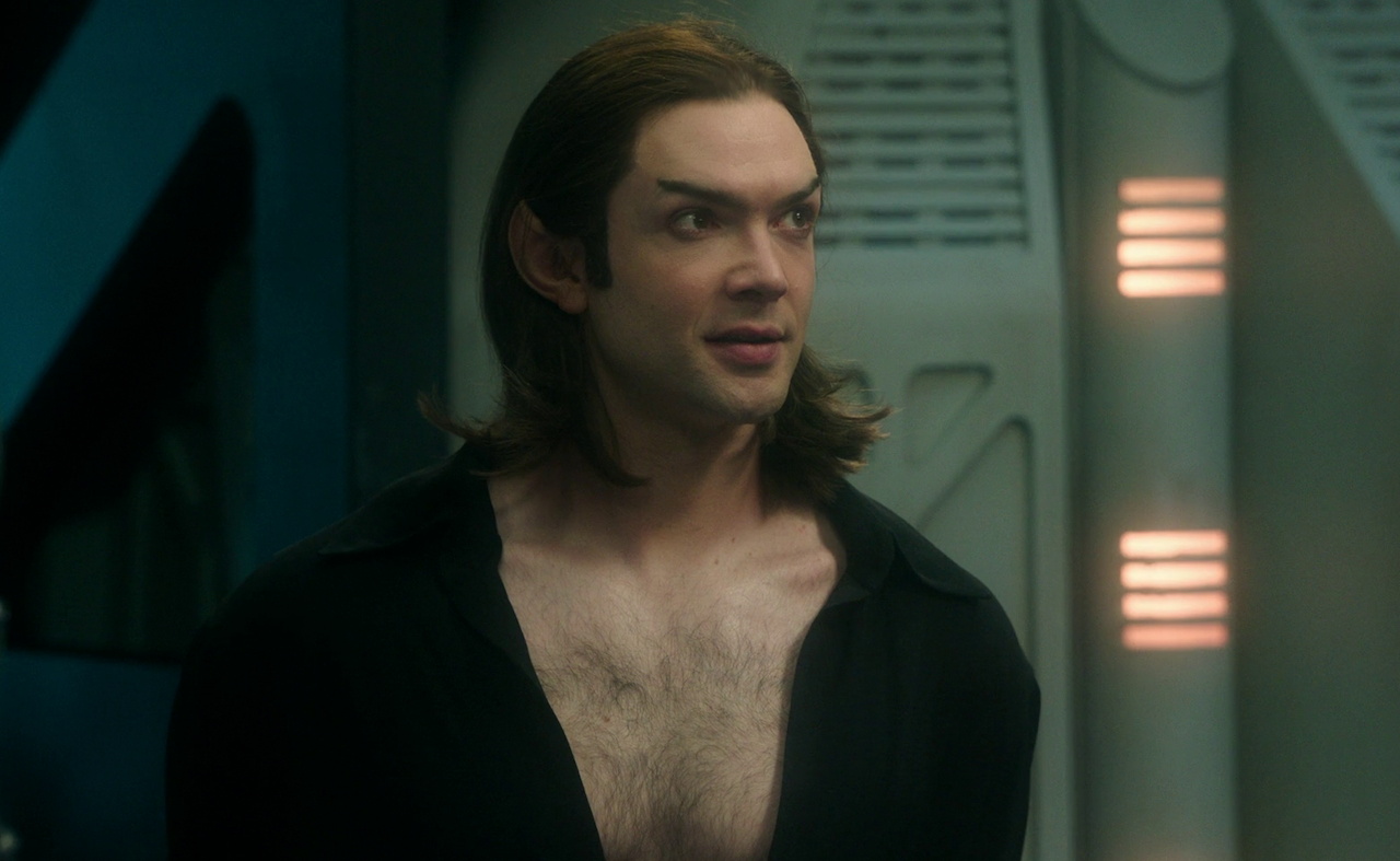 Still frame from Star Trek SNW 4x07 showing fake Sybok