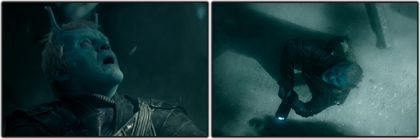Pair of still frames from Star Trek SNW 4x08 showing the Andorian's death