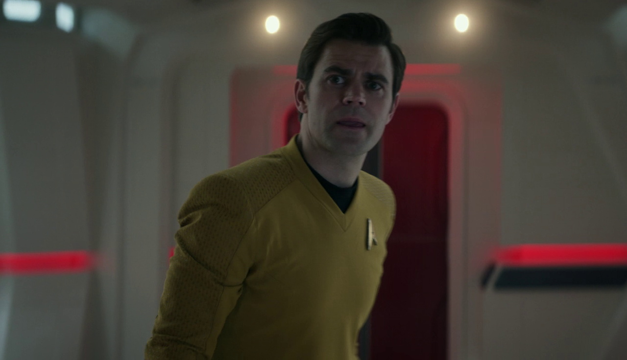 Still frame from Star Trek SNW 4x08 showing Kirk