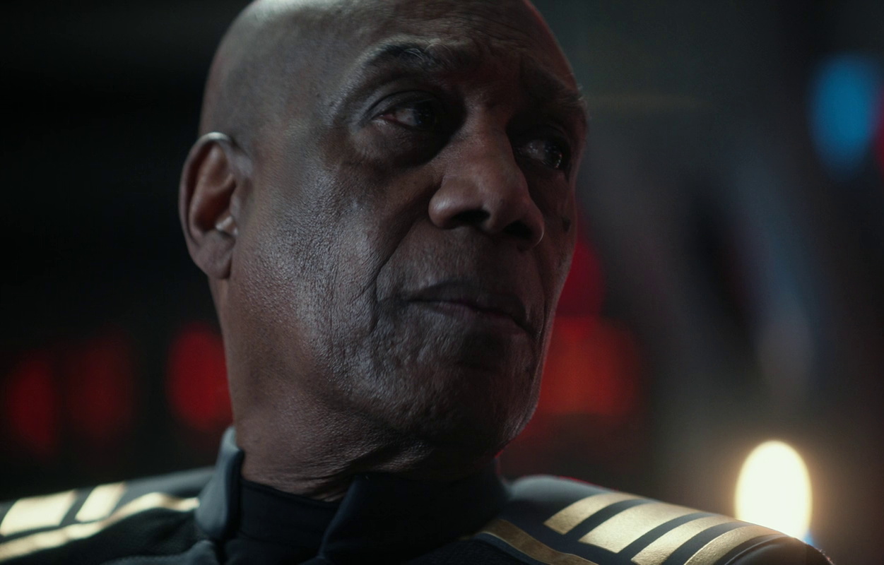 Still frame from Star Trek SNW 4x08 showing a close-up of Reeger