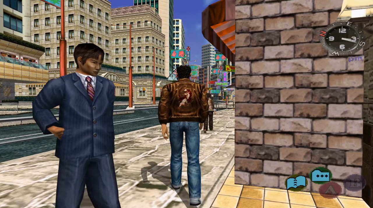 Screenshot of Shenmue II showing Ryo walking