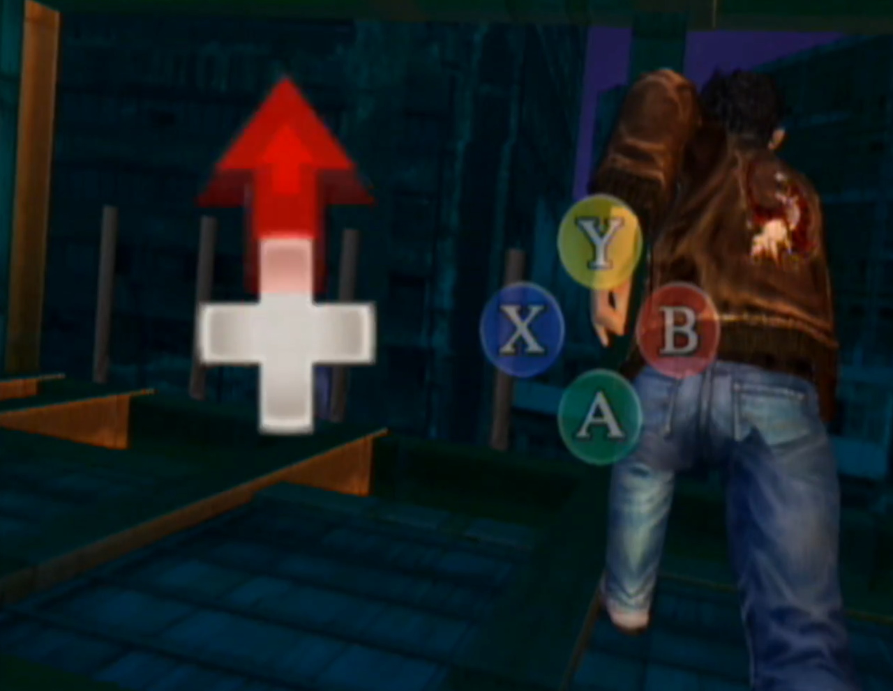 Screenshot of Shenmue II showing a QTE