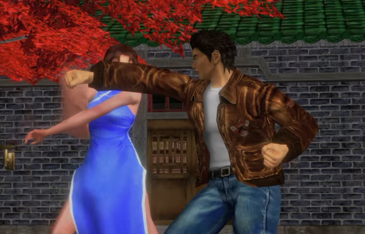 Screenshot of Shenmue II showing Ryo fighting Xiuying