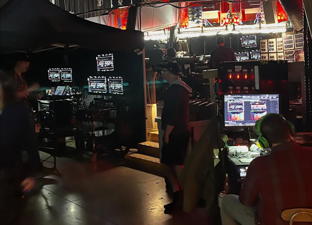 Behind-the-scenes photo from the set of Star Trek SNW S5 showing equipment backstage