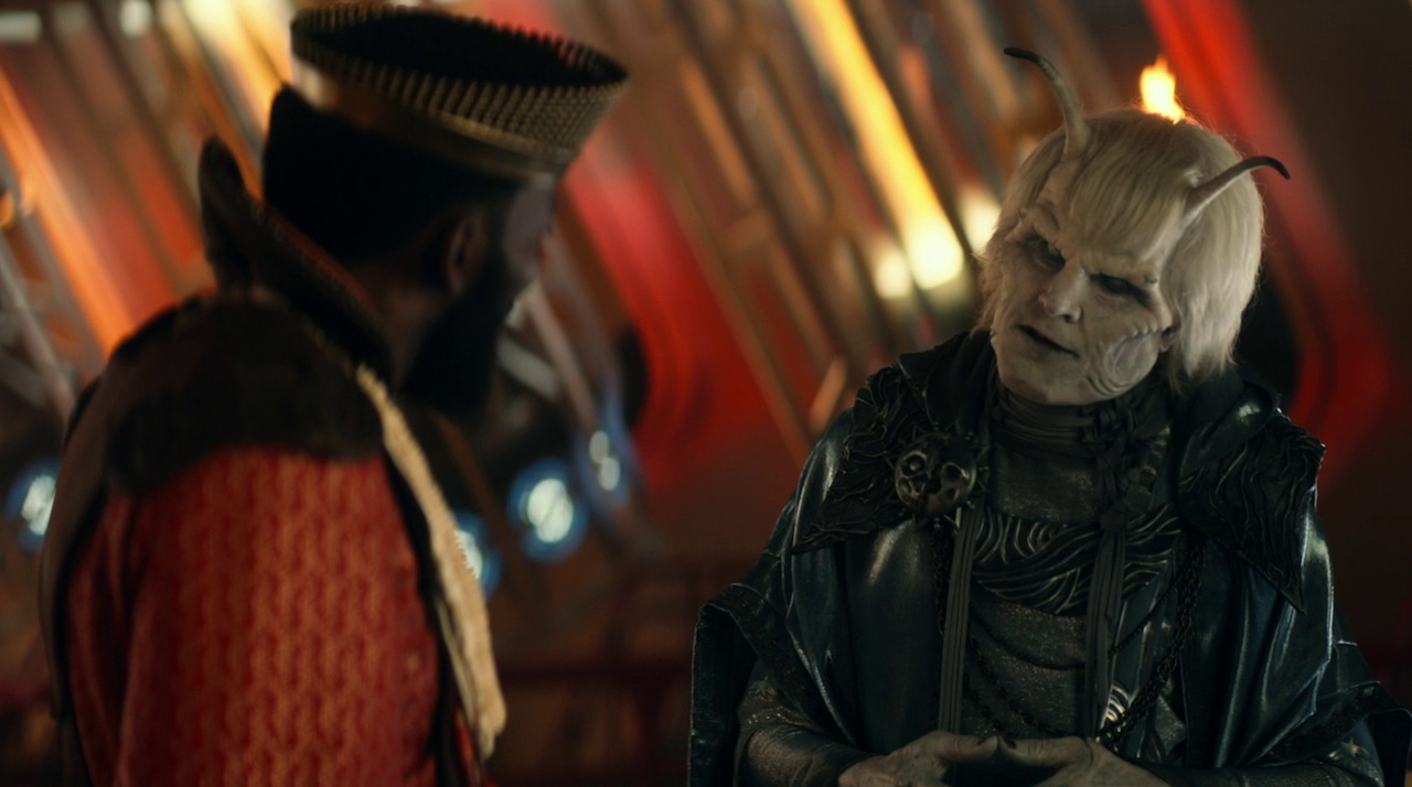 Still frame from Star Trek SNW 1x08 showing M'Benga and Hemmer