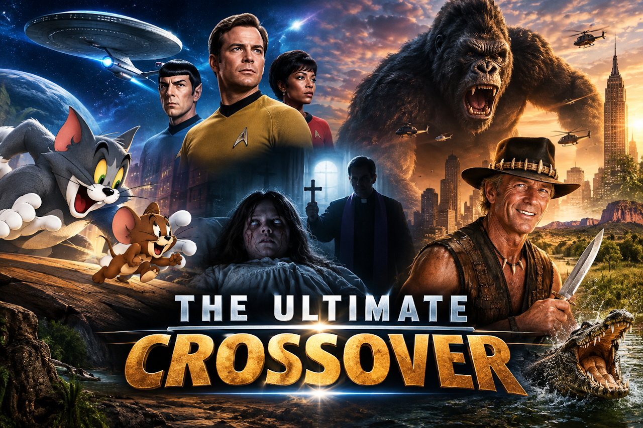 A.I.-generated poster for a five-way crossover between Skydance-owned IPs
